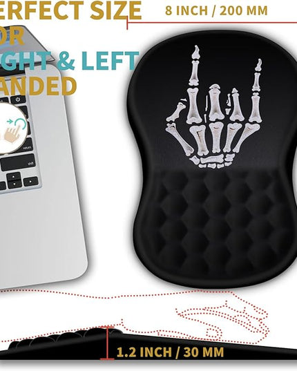 Hokafenle Ergonomic Mouse Pad Wrist Support with Massage Design, Wrist Rest Pain Relief Mousepad with Memory Foam&Non-Slip PU Base, Mouse Pads for Wireless Mouse & Desk (12x8 inch,Devil's Horn)