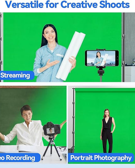 EMART 10 x 10ft Green Screen Backdrop Kit with Tripod Stand, Photography Background Support System with 10 x 20ft 100% Cotton Muslin Chromakey Backdrop for Photo Studio, Video Shooting, Live Streaming