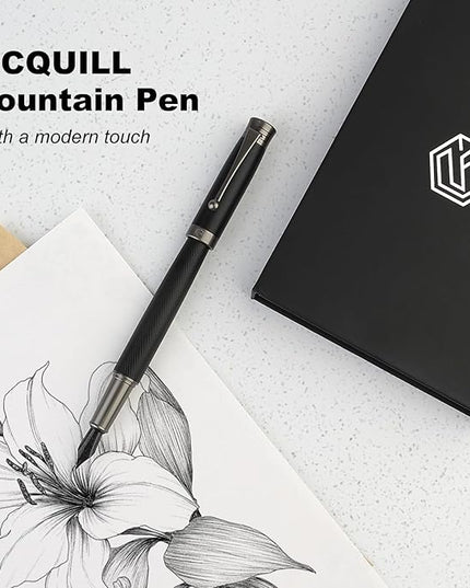 GC QUILL Fountain Pen Set - Fine & Medium Nibs, Includes 18 Ink Cartridges, Ink Refill Converter & Syringe Filler, Gift for Writing, Journaling & Calligraphy MU-13