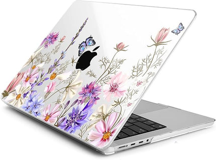 DONGKE Case for M5 MacBook Pro 14 inch 2025 2024-2021 M4 M3 M2 M1, Plastic Hard Shell Cover Compatible with A3434 A3112 A3401 A3185 A2992 A2779 A2442, Retina XDR Display & Touch ID, Butterfly Floral
