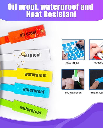600 PCS Cable Labels - 12 Color Wire Tags for Laser Printing & Handwriting, Waterproof Tear-Resistant Cord Organizers, Strong Adhesive for IT, Office & Industrial Use