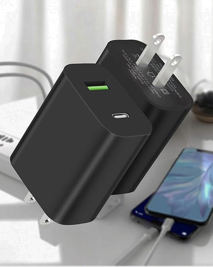 2 Pack USB C Charger Block, Dual Port Type C Wall Charger Fast Charging 20W Power Adapter Cube for iPhone 14/14 Pro/14 Pro Max/14 Plus/13/12/11, XS/XR/X, iPad, Samsung, More