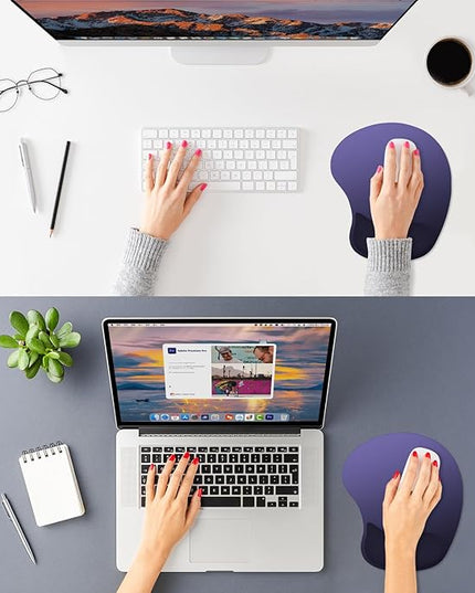 ITNRSIIET Ergonomic Mouse Pad, Cushioned Gel Wrist Rest, Non-Slip Base, Smooth Surface, Compatible with All Mice for Office & Gaming, Desk Accessory, 9.5 x 8.2 inch, Violet Gradient
