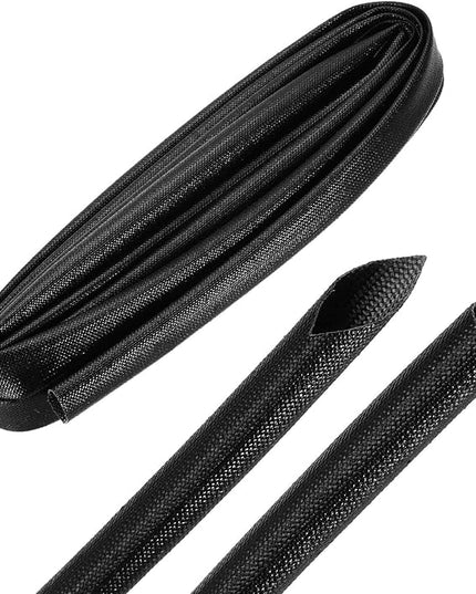 MECCANIXITY 10ft Braided Cable Sleeve, 0.4" ID 200C High Temperature 1500V Fiberglass Wire Insulation Cord Protector Organizer Wires Management for Motor Engine Fuel Line, Black