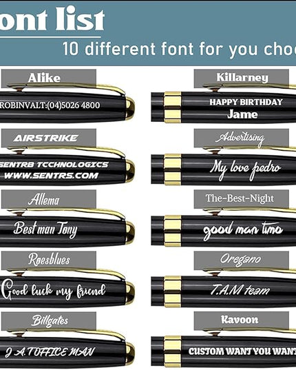 Ancolo Personalized Business Pens - Black Ink with 10 Extras Refills 5 Gift Boxed - Custom with Your Name or Message, Perfect for Students/Teacher/Manager/Lawyer/Professor 5PCS/Pack