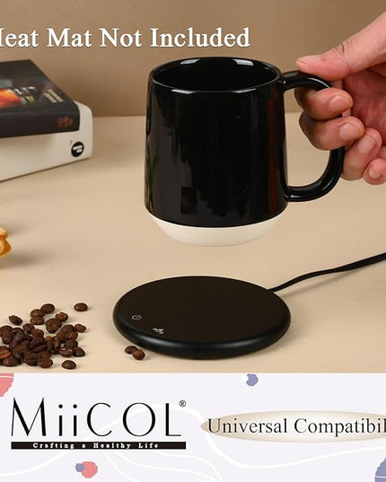 Miicol Ceramic Coffee Mug, 16 oz Large Coffee Cup, Tea Mug with Handle, Flat Bottom Mug for Men, Women, Office, Microwave and Dishwasher Safe, Multi-Color, Panda Black