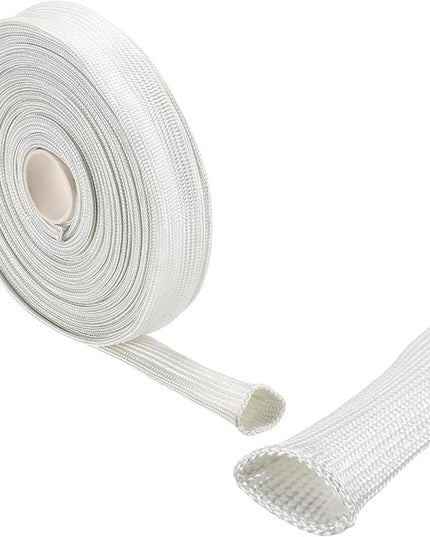 uxcell Insulation Cable Protector,15mm/0.59 Inch-10m/33 Feet High Temp Fiberglass Sleeve White