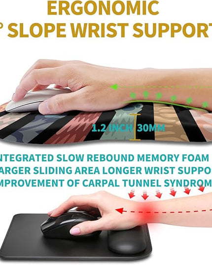 Hokafenle Ergonomic Mouse Pad Wrist Support, Wrist Rest Mousepad for Carpal Tunnel Pain Relief with Integrated Memory Foam Slope Massage Bulge (11.8x7.9 inch,Cute Cat Claw