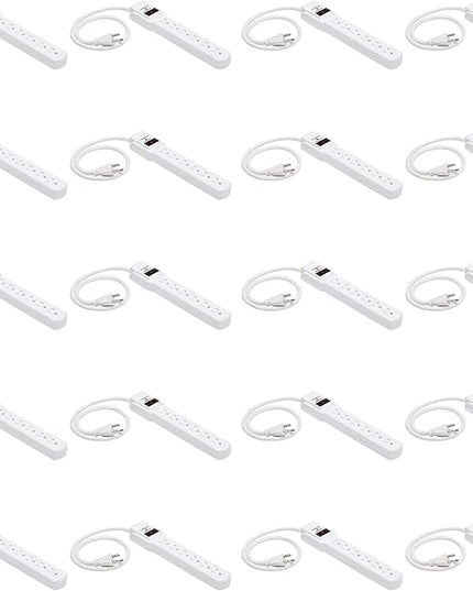 Amazon Basics 6-Outlet Surge Protector Power Strip with 200J Protection, Circuit Breaker, 2ft Extension Cord, White, 20-Pack