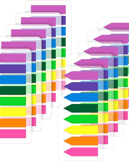 (2000 Pcs) Page Markers Bright Sticky Tabs, Translucent Small Sticky Notes Flags and Arrow Flags, Fluorescent Index Tab Stickers for Notebooks [8 Colors, 10 Sets]