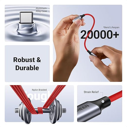 UGREEN USB C to 3.5mm Audio Adapter Type C to Headphone Aux Jack Dongle 24bit/96kHz HiFi DAC Cable Cord Compatible with iPhone 17 16 Pro Max/16 Plus, iPad, Galaxy S25 S24 Ultra, Pixel 10, Red