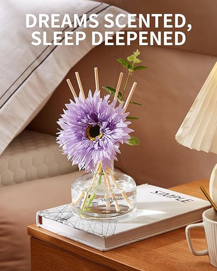 Reed Diffusers Set Lavender Scent with Transparent Bottle, 7.10 oz Diffusers for Home with 7 Diffuser Sticks, Reed Diffuser for 120 Days, Long Lasting Scent for Bedroom, Spa and Sleep Support