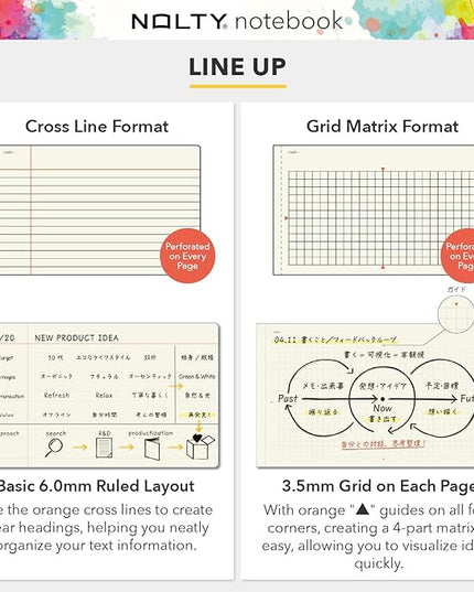 NOLTY NOTE Horizontal Slim Plus Graph Matrix, 3.5mm Grid, 200 Pages, Greige, NTY3206