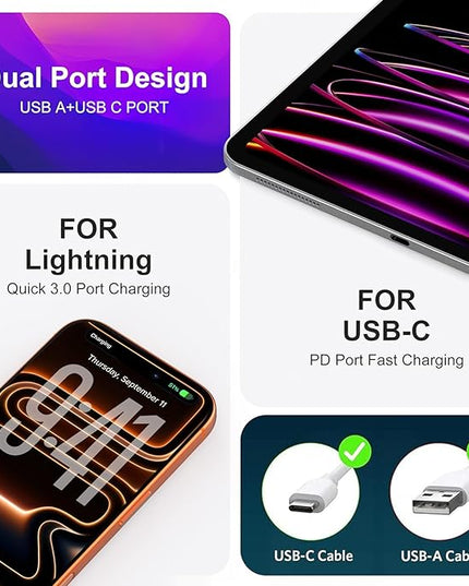 USB C Super Fast Charger, 3-Pack 30W Dual Port PD+QC Fast Charger Adapter Block for iPhone 14/15/16/17/Pro/Pro Max/Plus/iPad/MacBook air, (25W PPS) Type C Charging for Samsung S21 S22 Pixel