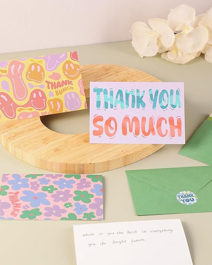 Thboxes 36 Pack Thank You Cards with Envelopes, 4x6 Inch Thank You Cards with Envelopes & Stickers, Cute Greeting Card for Birthday, Wedding, Baby Shower, Bridal Shower, Thanksgiving, Christmas