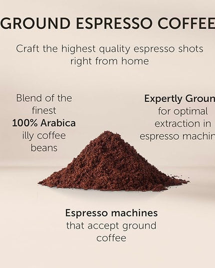 Illy Classico Ground Espresso Coffee, Medium Roast Roast With Notes Of Chocolate & Caramel, 100% Arabica, 8.8 Ounce (Pack Of 1)