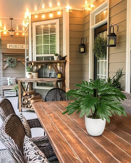 Hollyone Faux Monstera Plant Potted Artificial Monstera Deliciosa Plant Fake Tropical Plants in White Pot for Indoor Outdoor Home Desk Office Garden Farmhouse Decoration