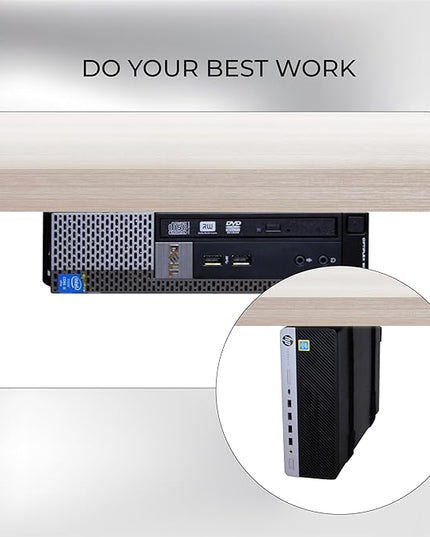 HumanCentric SFF Under Desk PC Mount and PC Wall Mount Bracket for Small Form Factor Desktop Tower, UPS Wall Mount Bracket, Adjustable CPU Holder with Straps, Hardware Included