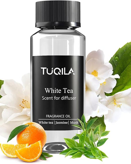 Tuqila White Tea Essential Oil for Waterless Diffusers - 120ML Luxury Home & Car Air Freshener, Natural Aromatherapy Scent Refill for Office, Home, Car, Spa - Premium Aroma Scent Oils