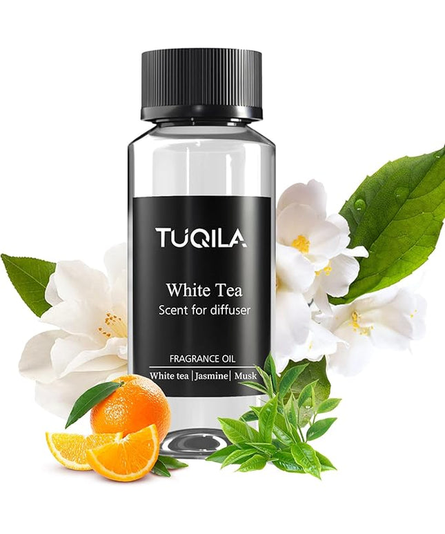 Tuqila White Tea Essential Oil for Waterless Diffusers - 120ML Luxury Home & Car Air Freshener, Natural Aromatherapy Scent Refill for Office, Home, Car, Spa - Premium Aroma Scent Oils