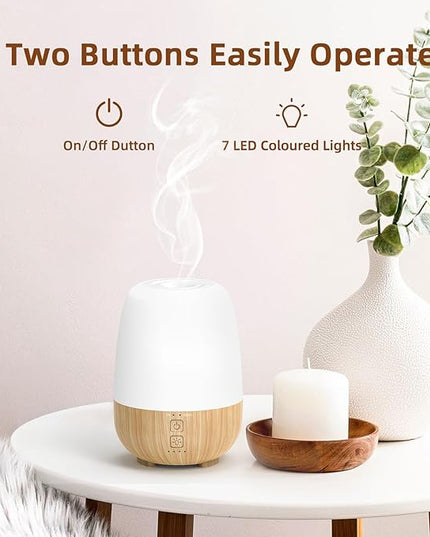 SEEDSEEL 150ML Cordless Essential Oil Diffuser, Built-in 6000mAH Rechargeable Battery, 7-Hour Runtime, 7 LED Color Changing Lights, Portable Aromatherapy Diffuser for Home,Office,Outdoor