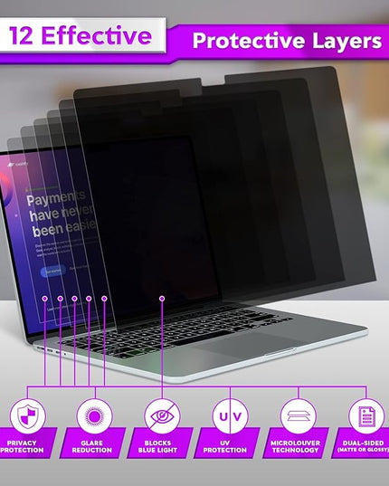 PYS MacBook Air 13.6 Inch Magnetic Privacy Screen for M2 Chip 2022 (A2681) - Removable Anti-Spy Laptop Shield