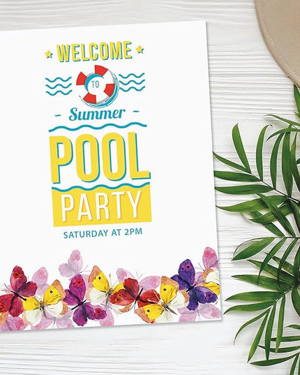 Current Summer Butterfly Letter Paper - Spring Stationery Papers With Decorative Butterflies Border, Printable Holiday, Wedding & Bridal Shower, & Invitation Sheets, Set of 25, 8 1/2" x 11"
