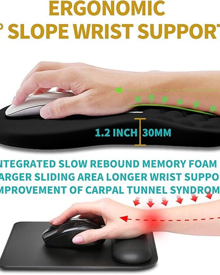 Hokafenle Ergonomic Mouse Pad Wrist Support, Wrist Rest Mousepad for Carpal Tunnel Pain Relief with Integrated Memory Foam Slope Massage Bulge (11.8x7.9 inch,Inspirational Quote