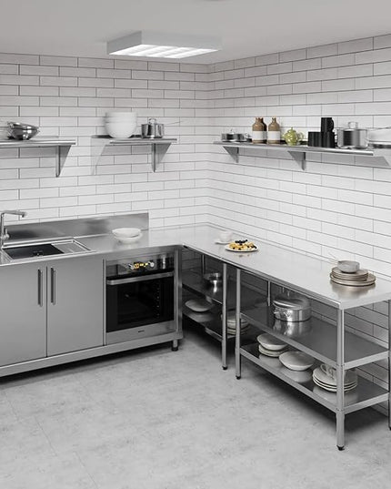AmGood 72" Long X 10" Deep Stainless Steel Wall Shelf | NSF Certified | Appliance & Equipment Metal Shelving | Kitchen, Restaurant, Garage, Laundry, Utility Room