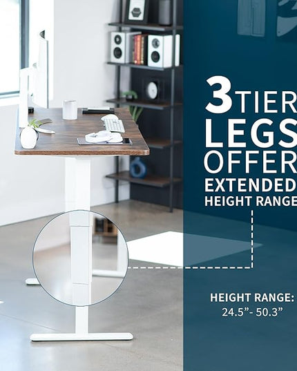 VIVO Electric 71 x 30 in Dual Motor Rustic Sit Stand Desk, Memory Height Adjustment, 2B Series, Vintage Brown Top White Frame, DESK-KIT-2W7N