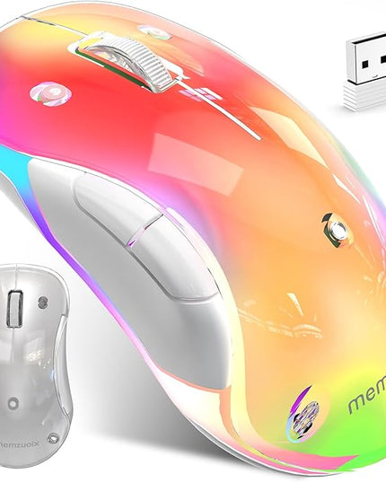 memzuoix 2.4G LED Wireless Mouse, Rechargeable Ergonomic Mouse with Detachable Cover, 1400 DPI Portable Optical Computer Mouse with USB Receiver for Laptop, PC, Desktop and MacBook, 5 Buttons