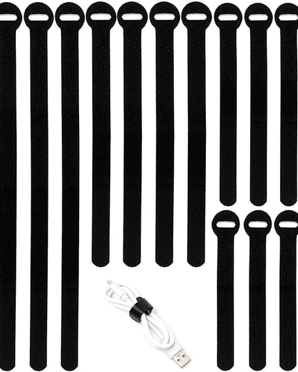 150PCS Reusable Cable Ties - 4+6+8+10inch Multi-Purpose Cable management Hook & Loop Cable Straps Wire Ties,Adjustable Fastening Cord Organizer,Cable Organizer for Home,Office and Data Centers,Black