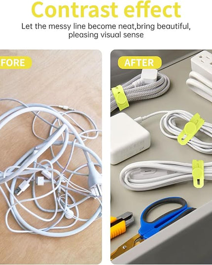 Oligei 25 Pcs Silicone Cable Ties, Cable Ties Reusable, High Elasticity Cord Wraps for Electrical Cords, Cord Organizer for Earphone, Phone Charger(Yellow)