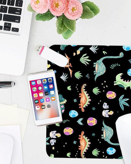 Cute Dinosaur Square Mouse Pad,Non-Slip Rubber Base Mouse Pad,Home Office Decoration Desktop Accessory, Laptop Mouse Pad for Office Laptops,9.4x7.8x0.12inch.