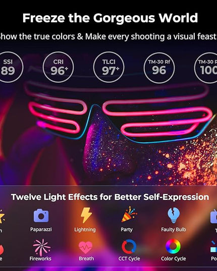 SmallRig RC 60C RGB LED Video Light, 3400mAh Battery 45min Runtime, APP Control, Potable Palm-Sized Continuous Output Lighting 2500K-10000K, for Photography/Video/Studio, Lite Edition