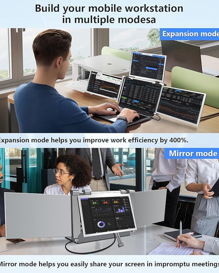 YUTOO 4 Screen Laptop Monitor Extender | One USB-C Cable for M1 M2 M3 | 14" 1080P FHD IPS 4 Screen Monitor for Laptops 13.6~17.3 inch | Quad Screen Extender Display for MacBook/Windows/Switch/PS5