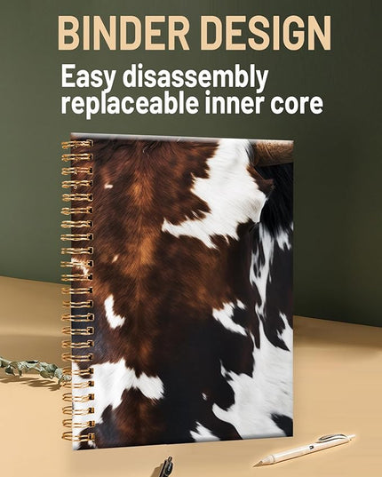 Spiral Journal Notebook for Women,A5 College Ruled Notebooks 6"x 8.4",Cool 120 Pages Lined Journal with Premium Thick Paper,Perfect for School Office Home Gifts(vintage Cowhide)