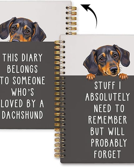 LIANGW Funny Dachshund Gifts for Women & Men, Dachshund Spiral Notebook Journal, Weiner Dog Gifts, Sausage Doxie Dog Gift, 5.5x8.3 Inch
