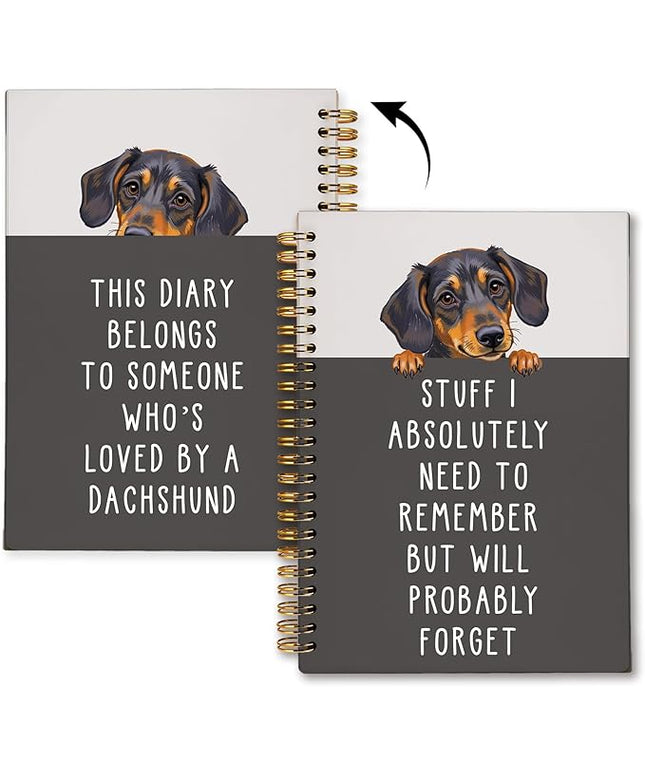 LIANGW Funny Dachshund Gifts for Women & Men, Dachshund Spiral Notebook Journal, Weiner Dog Gifts, Sausage Doxie Dog Gift, 5.5x8.3 Inch