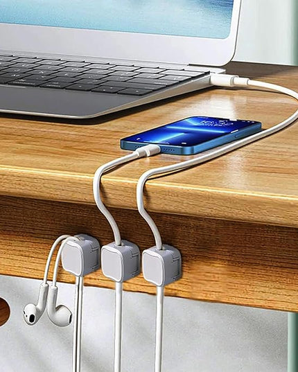 IFNOW 12 Pack Magnetic Cable Clips Cord Organizer White Self Adhesive Cord Holder Under Desk Cable Management for Home,Office,Car,Desk,Nightstand