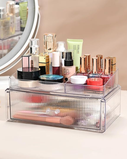 ZHIAIstackable storage drawer, transparent acrylic storage box, cosmetics and beauty product storage organizer, suitable for makeup room, bathroom, under kitchen sink, room, home bedroom storage.
