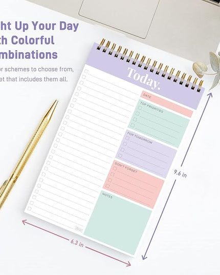 Sweetzer & Orange Daily & Weekly To Do List Notepad – Undated Work Planner & Organizer with Wish List Section, 52-Sheet Coiled Task Pad for Productivity – MAUVE To Do List Notebook for Work