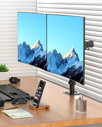 Suptek Dual Monitor Arm Desk Mount,Ultrawide Dual Monitor Arm for 2 Monitor Screens up to 38 inches and Max 22lbs Each,Extra Tall 15.75" Pole Fully Adjustable Monitor Stand for Desk,Black(MD9442MB)