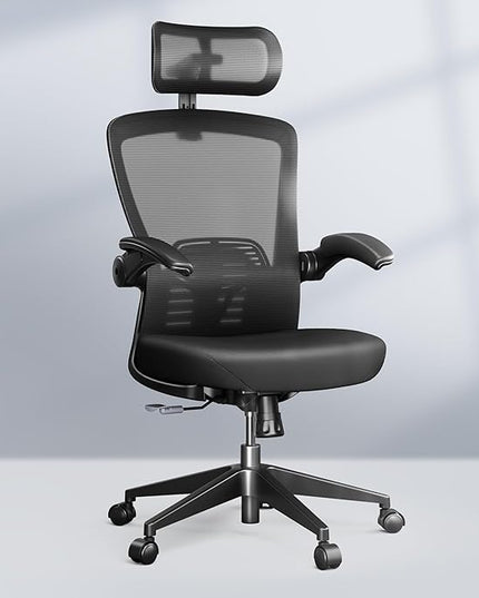FLEXISPOT OC3-Pro Cloud Ergonomic Office Chair for Big and Tall Black, High Back Office Chair with Flip-up Arm/8-Level Lumbar Support, Foam Seat Cushion, Chairs for Home Office Studying Gaming, Black