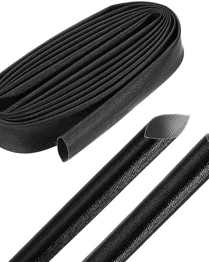 MECCANIXITY 10ft Braided Cable Sleeve, 0.8" ID 200C High Temperature 1500V Fiberglass Wire Insulation Cord Protector Organizer Wires Management for Motor Engine Fuel Line, Black