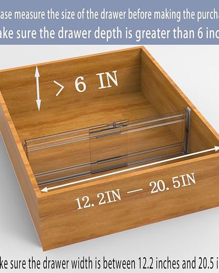 8 Pack Adjustable Drawer Dividers for Clothes,6" High Expandable From 12-20" Clear Drawer Organizers, PC Plastic Separators for Dresser/Bedroom/Bathroom/Kitchen/Office Storage
