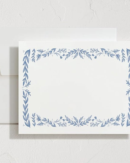 Minted Framed In Floral Stationery Cards, 10 Count, Blank Cards and Envelopes For Thank You Notes, Invitations & Handwritten Messages, Note Cards & Stationery Set, Gifts for Women, Blue Color Theme