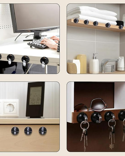 8 Pcs Rotatable Cord Organizer 1s Clip-on Magnetic Cord Holder Strong Adhesive Easy-Open Cable Clips for Bedside, Desk, Home, Office, Works as a Hanging Hook, Holds up to 2.2 Lbs