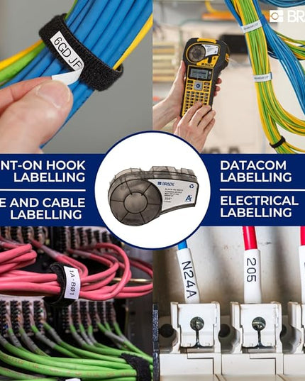 BradyGrip Authentic (M21-500-414) Print-on Hook Labels with Ribbon Featuring Velcro® Brand Hook for M21 Printers - 0.50"