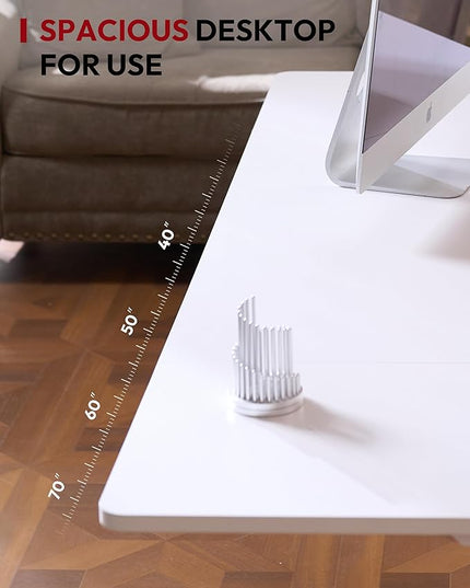 SANODESK Standing Desk Height Adjustable Electric Stand up Desk 71x32 Inches Sit Stand Home Office with Splice Board, White Frame/White Top